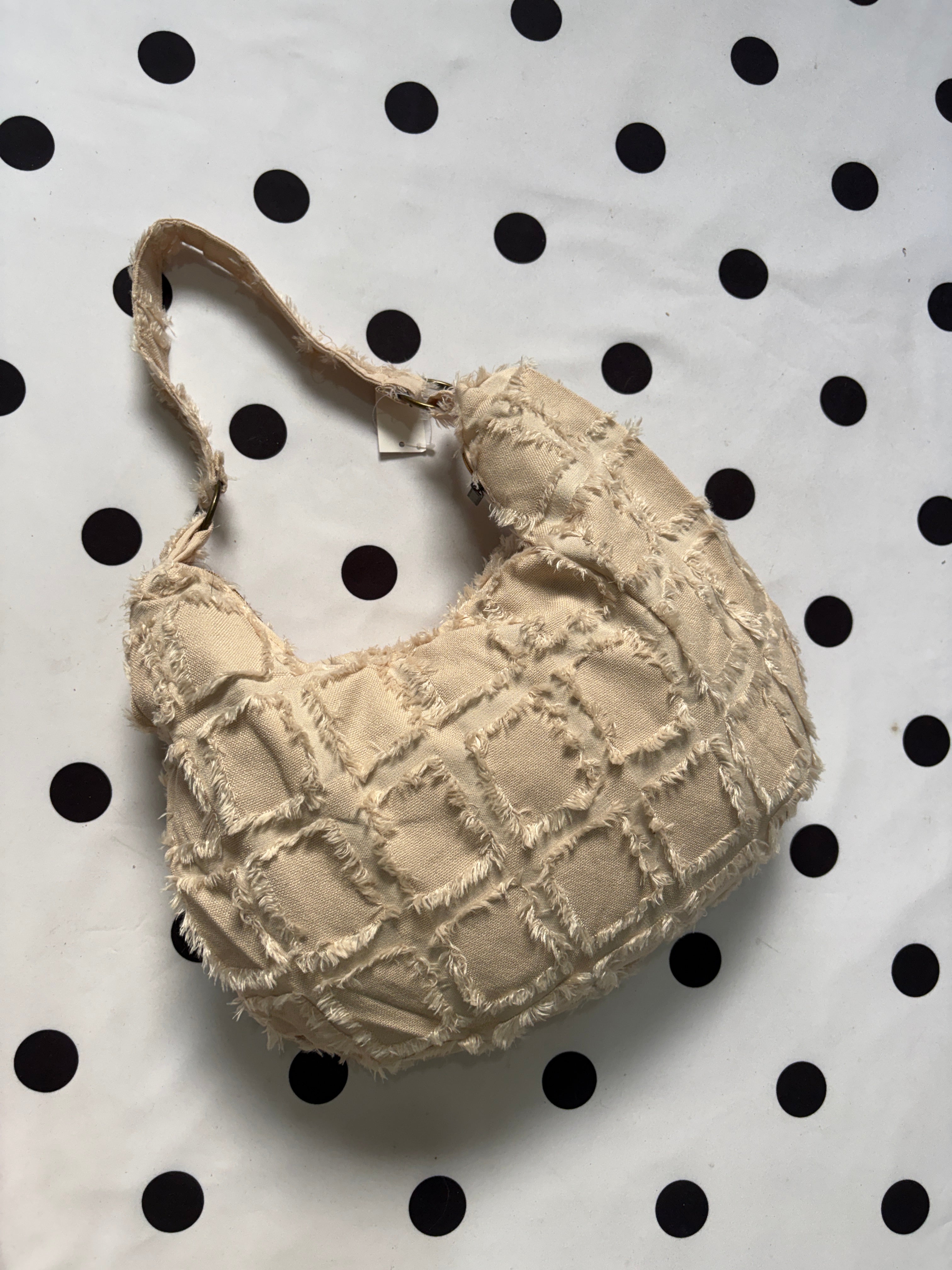 Off white boho shoulder bag