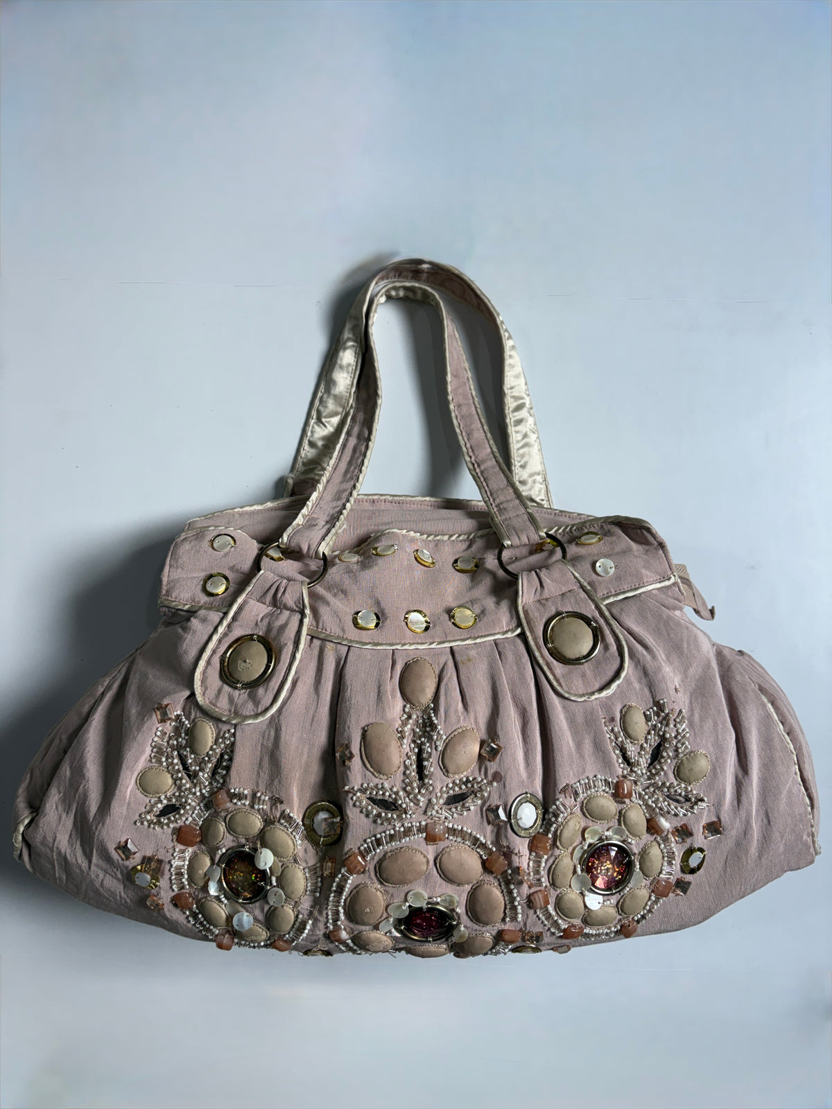 Pink accessorieze beaded huge shoulder bag