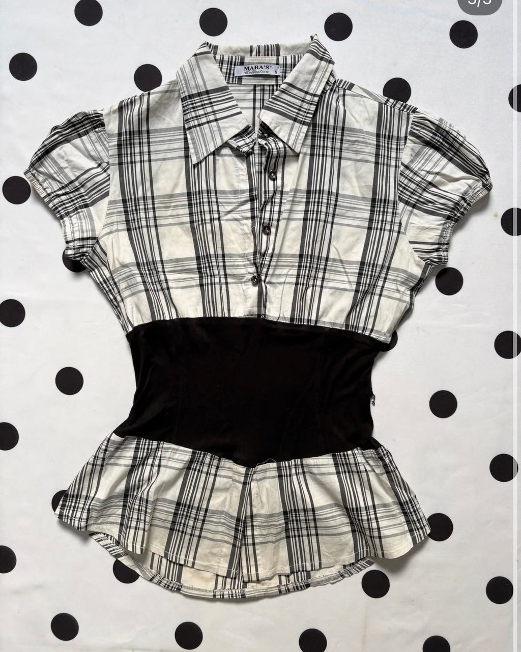 Waist Fitted plaided grey office top