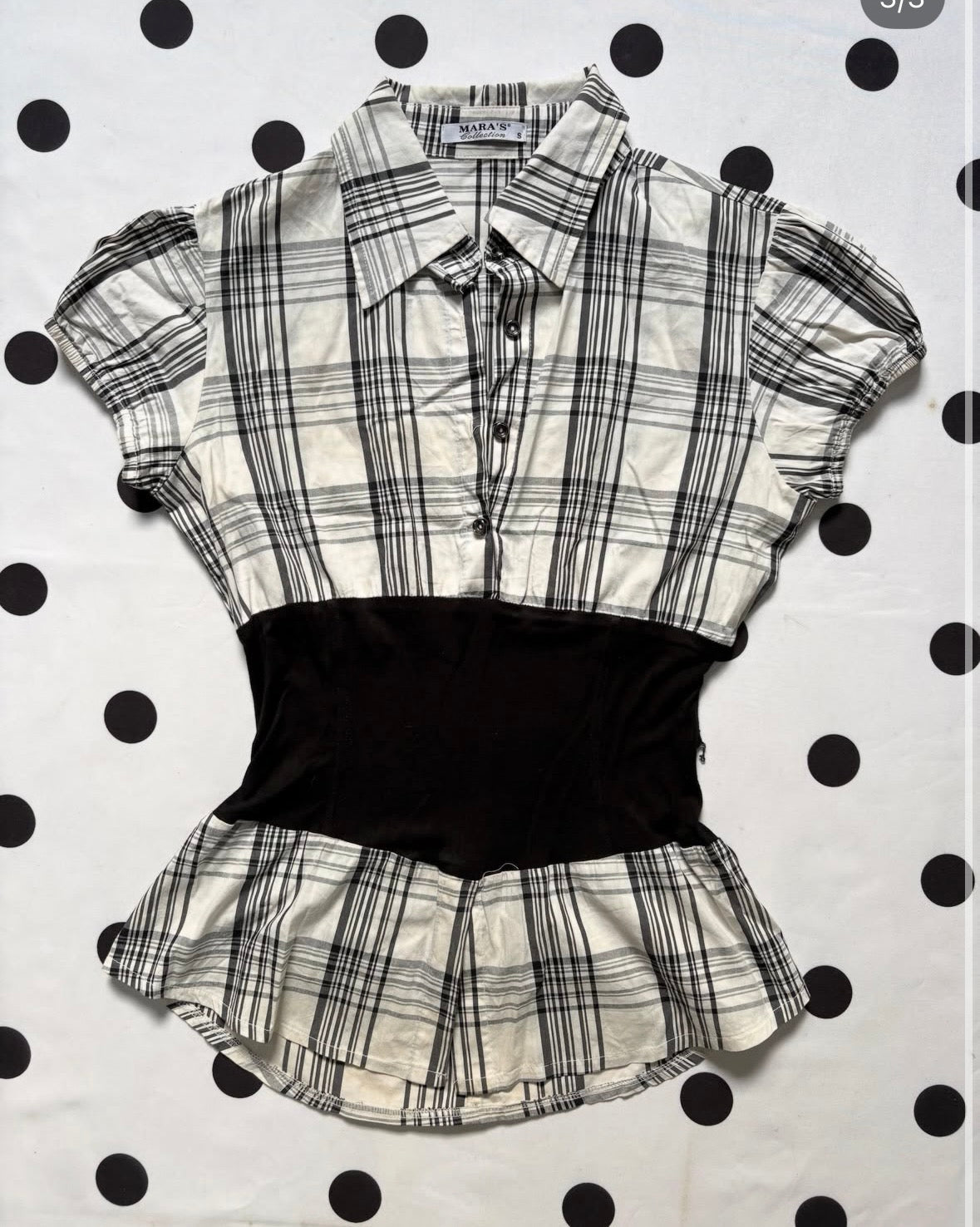Waist Fitted plaided grey office top