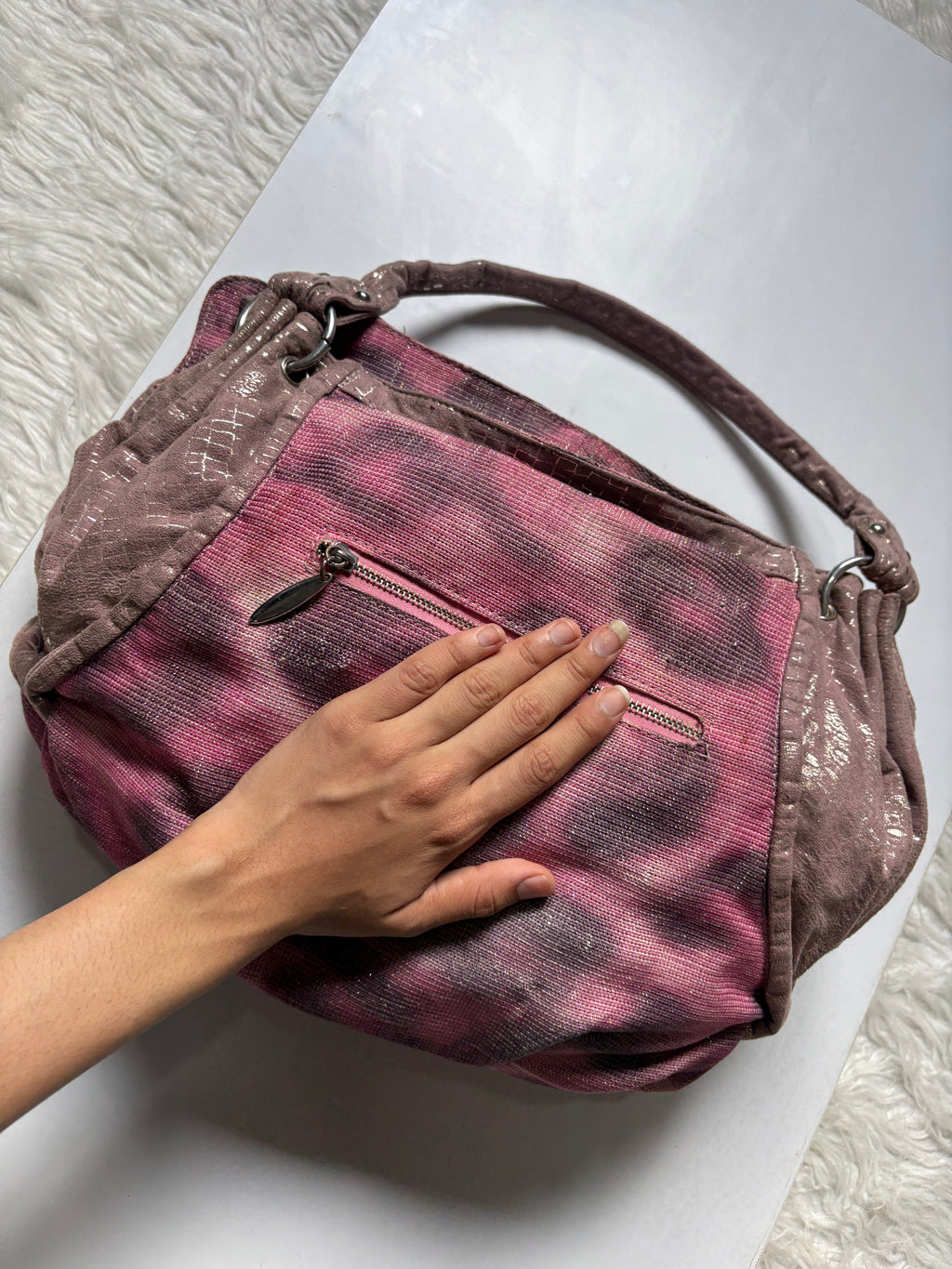 Amazing glittery leopard pink studded shoulder bag
