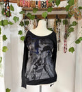 Gothic cotton black printed sleeved top