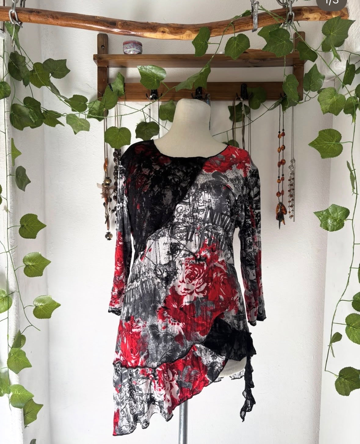 Grungey diagonally laced blouse