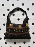 Black boho shoulder bag