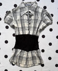 Waist Fitted plaided grey office top
