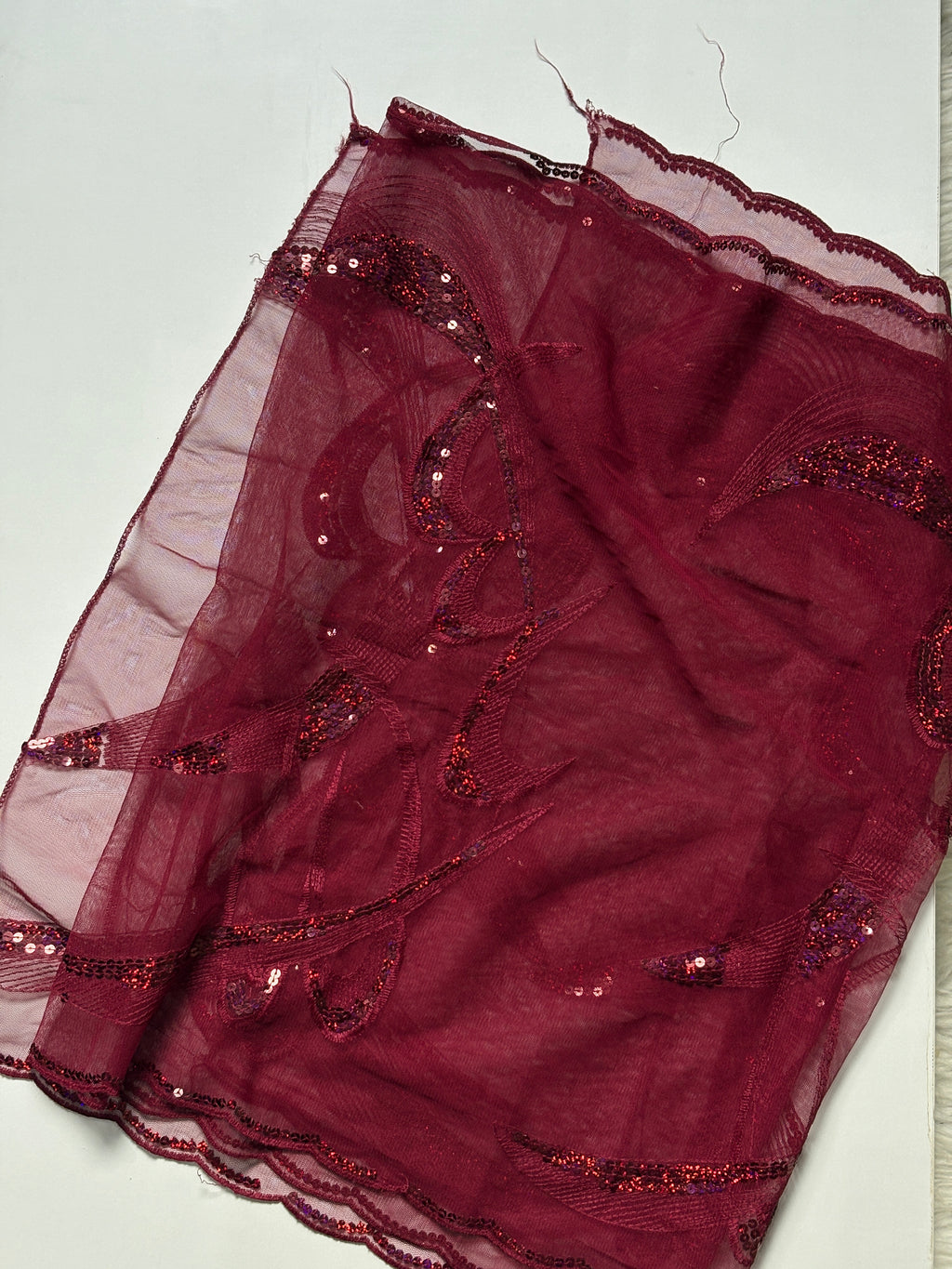 Burgundy beaded scarf