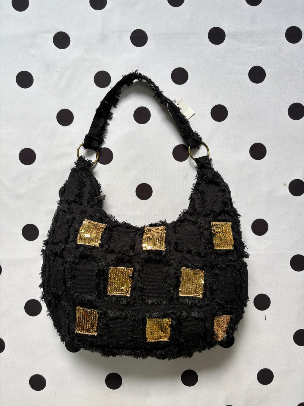 Black boho shoulder bag