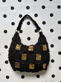 Black boho shoulder bag