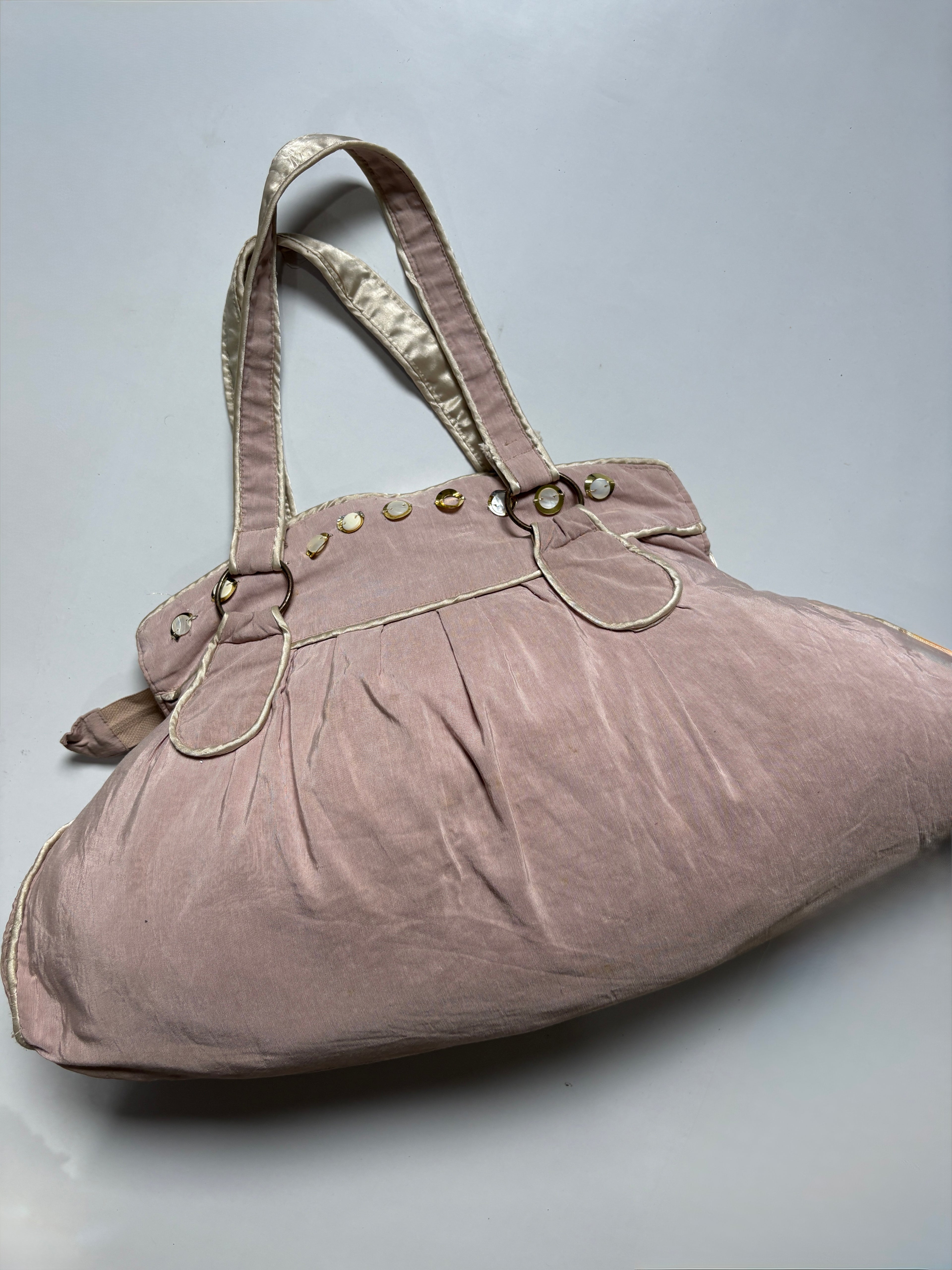 Pink accessorieze beaded huge shoulder bag