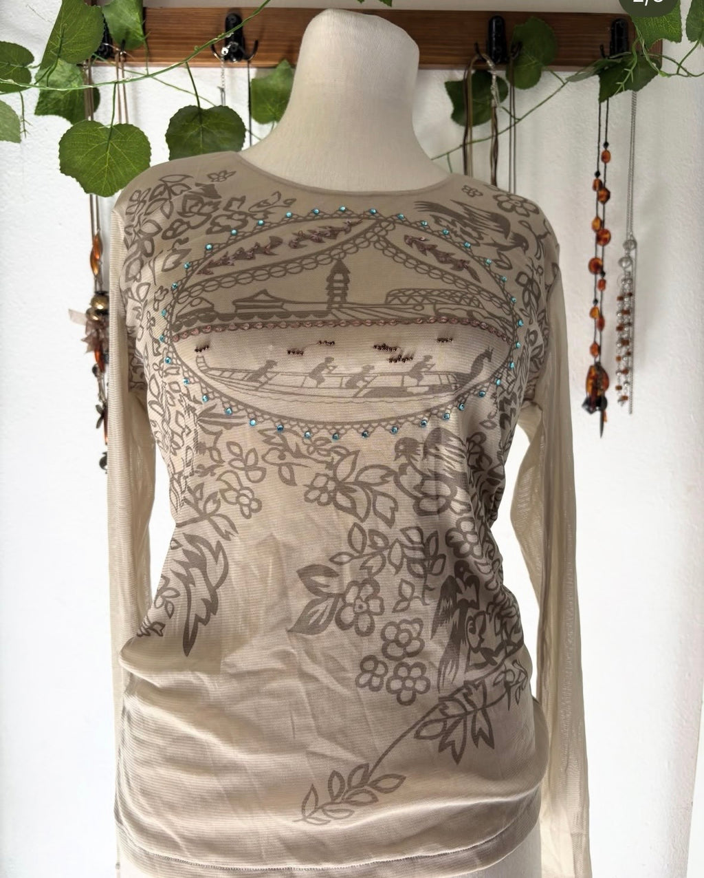 Y2k Chinese inspired beaded top