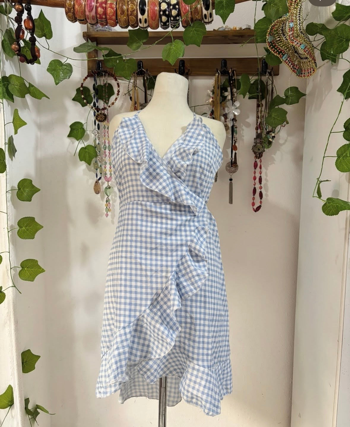 Multi-use blue plaided ruffled dress