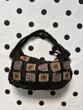 Black boho shoulder bag