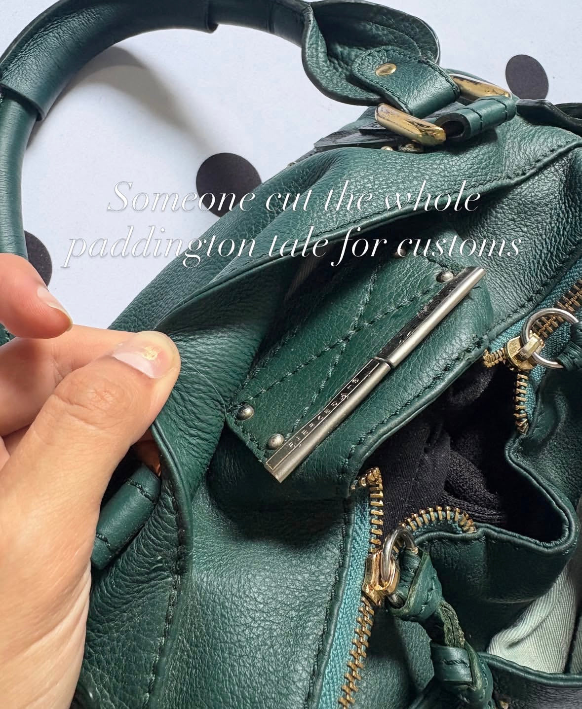Authentic lush chloe inspired dark green bag