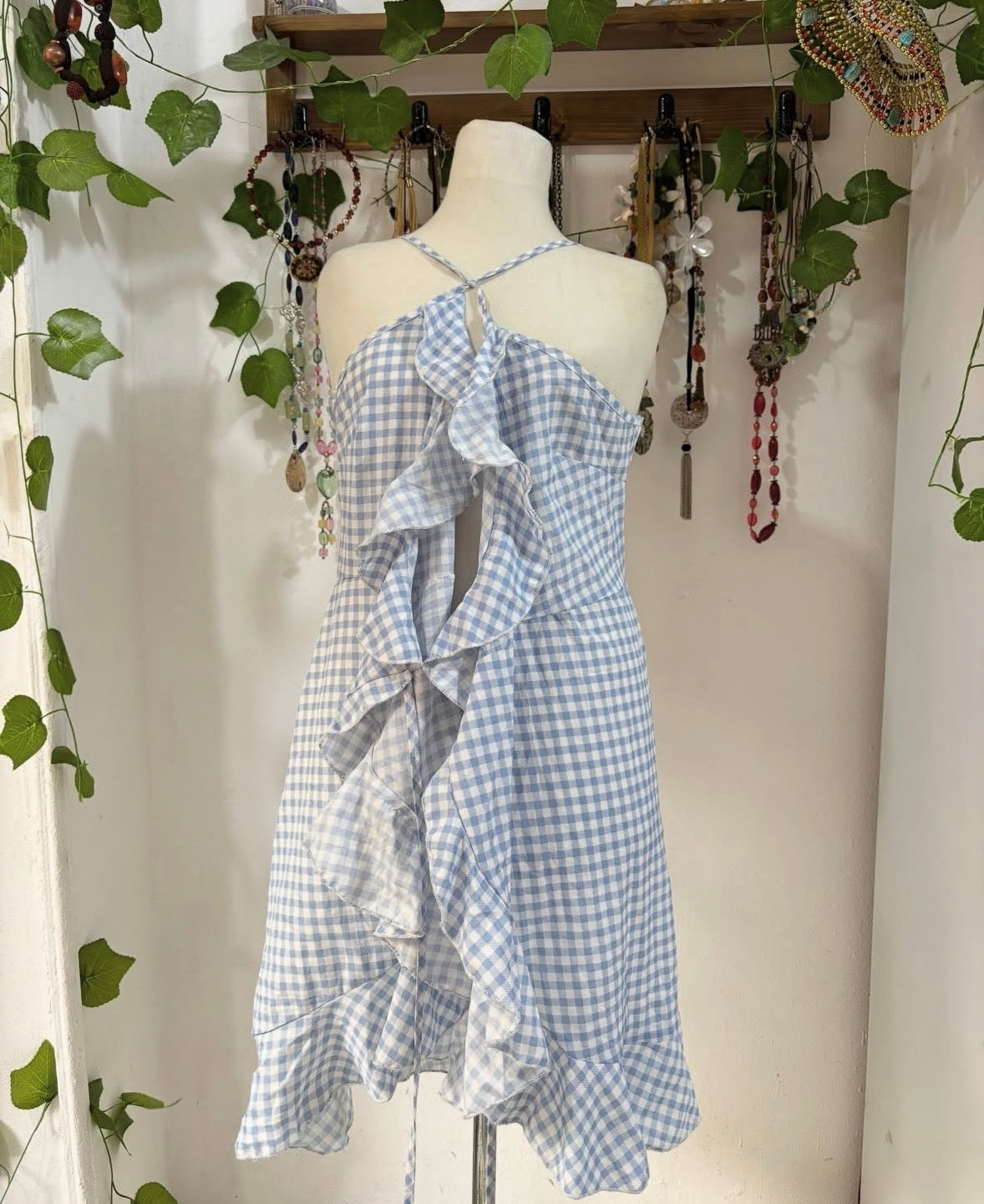 Multi-use blue plaided ruffled dress