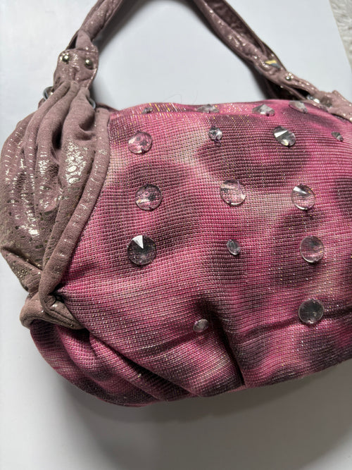 Amazing glittery leopard pink studded shoulder bag