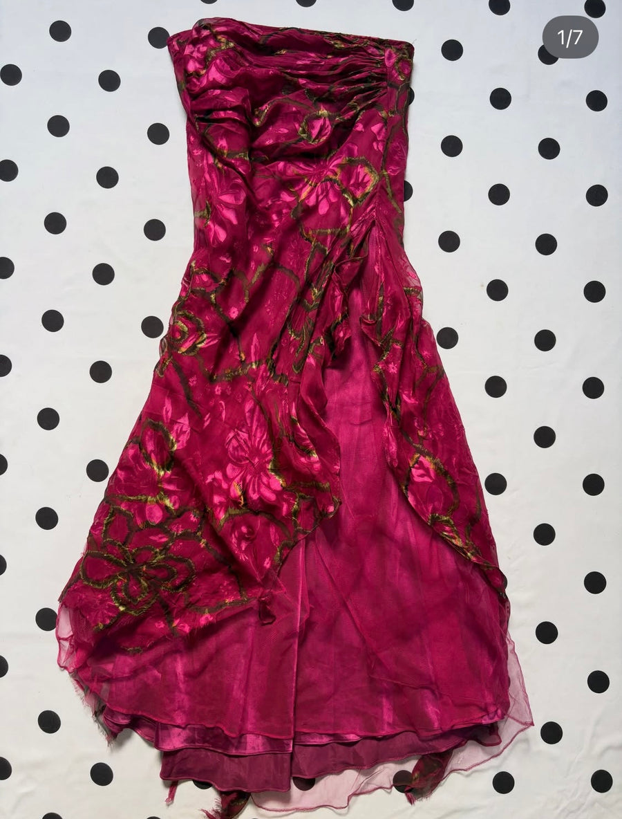 Floral fuchsia maxi skirt